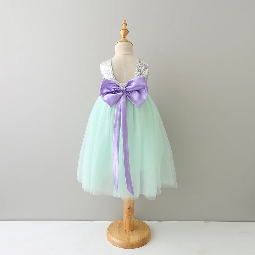 2017 Серебристые Блестящие Детские вечерние платья для девочек детское Элегантное