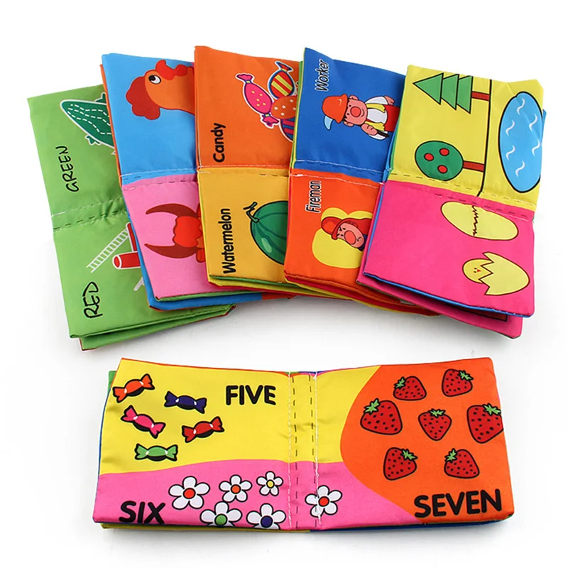 Baby Intelligence Development Cloth Book Soft Rattles Baby Kids Bed Cognize Activity Book Educational Toy Cute Cartoon Book