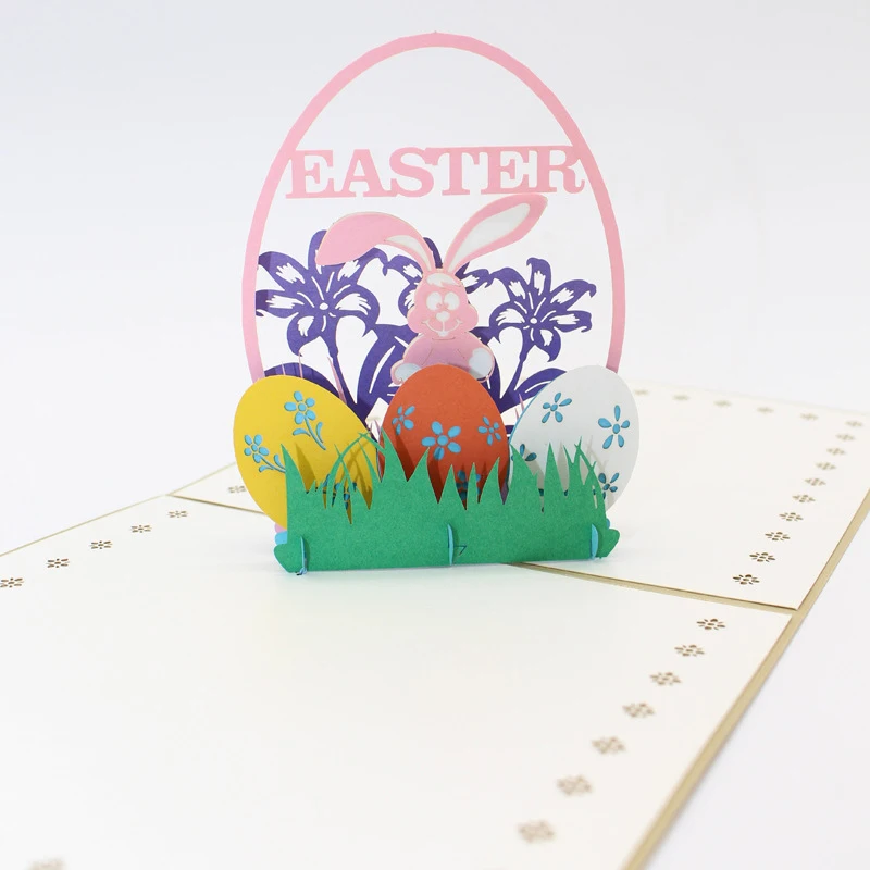 3D Ручная резьба мультяшный кролик счастливые пасхальные яйца бумажные
