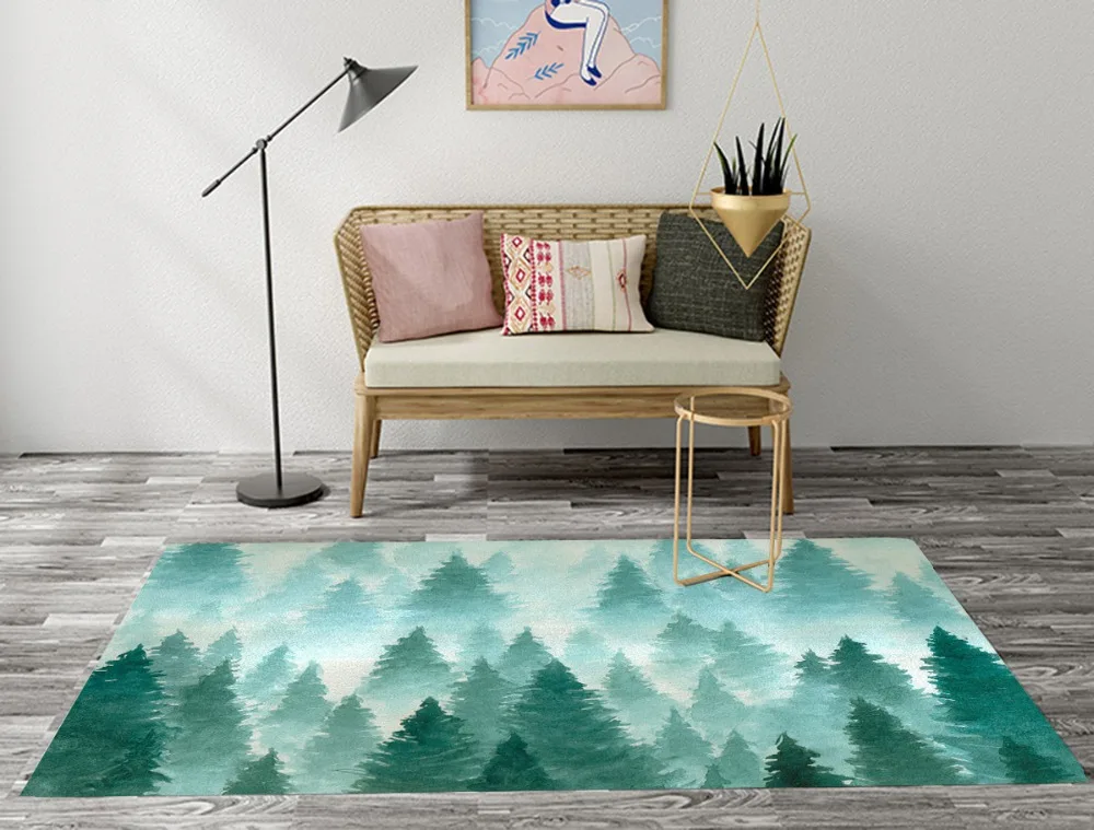 LB пейзаж туманного леса зимний ковер для детей детская домашняя подушка гостиной