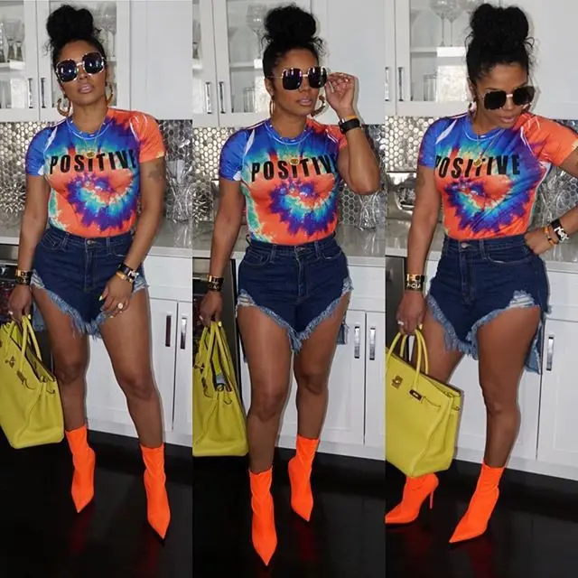 

2019 new women galaxy letter tie dyed 3d design print o-neck short sleeve tee top fashion casual t-shirts summer outfit S-3XL