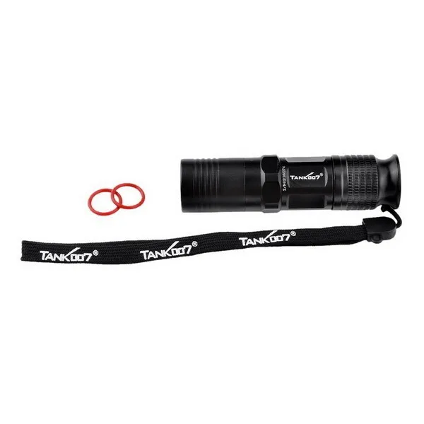TANK007 водонепроницаемый TK307-1 CREE XR-E Q5 180LM 1-режим фонарик ж/ремешок-черный(1*16340/1* CR123A