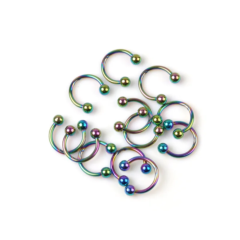 5 шт. Цветные Кольца изогнутой формы для носа губ бровей сосков из титановой стали
