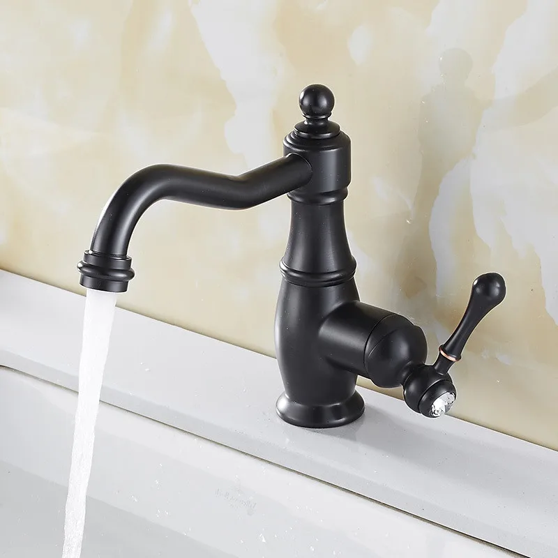 

Basin Faucet Brass Lavatory Sink Mixer Tap Hot & Cold Black/Chrome Toilet Faucet crystal Handle Bathroom Crane Torneira banheiro