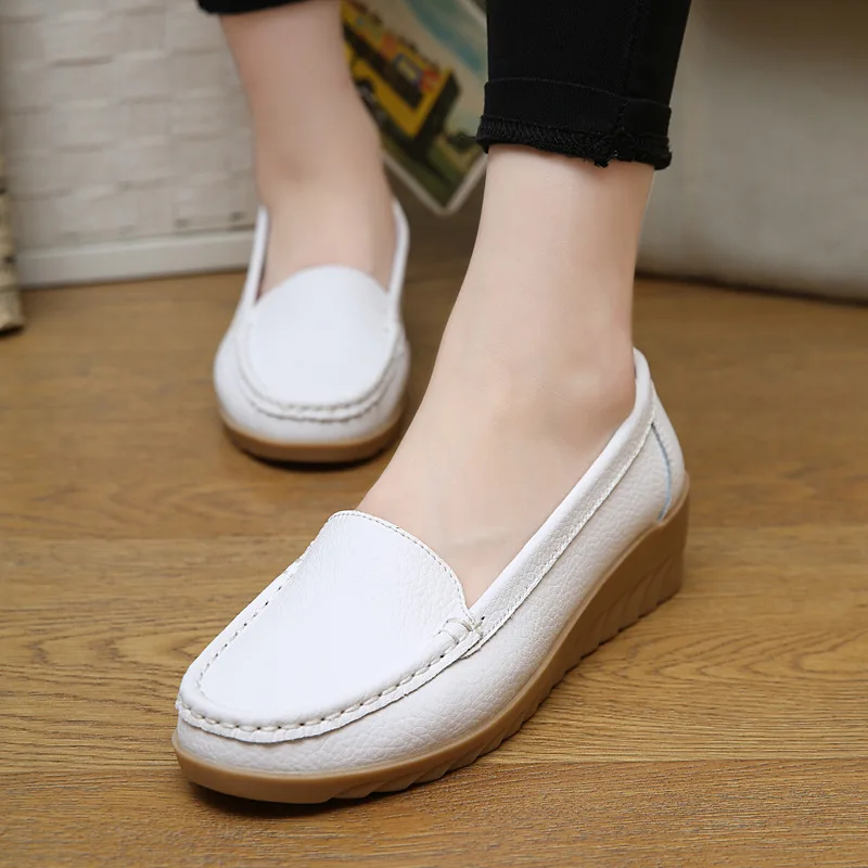 A Genuine leather fashion women flat shoes female casual loafers slip on size 35-40 | Обувь