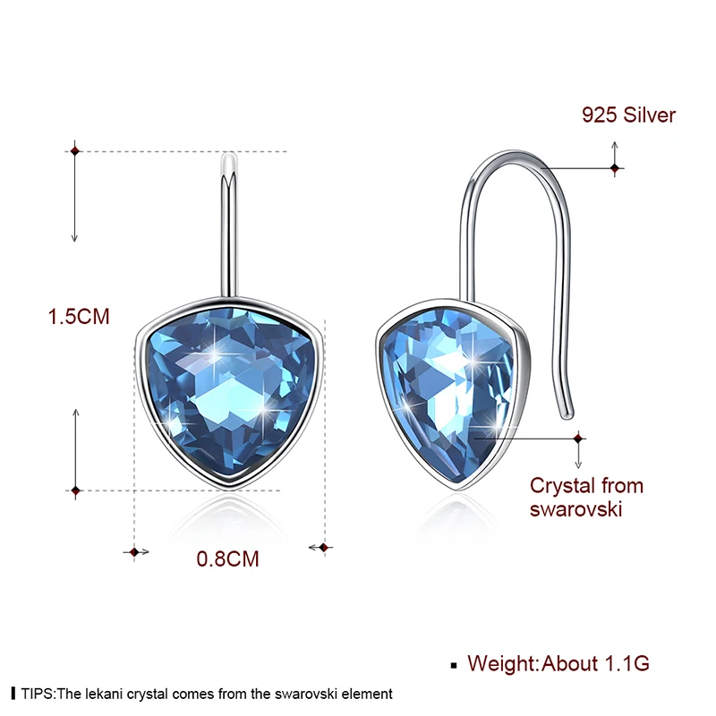 LEKANI оригинальные кристаллы от SWAROVSKI голубые серьги подвески в виде сердца