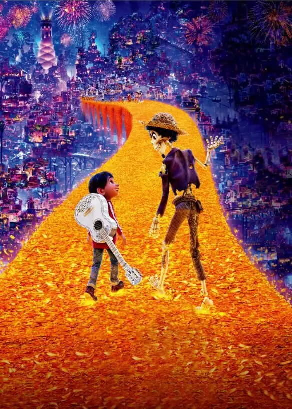 5x7FT Miguel музыка мечта Коко Феерверки ночные мост город пользовательские фото Фоны из темного потёртого дерева винил 220 см x 150 см