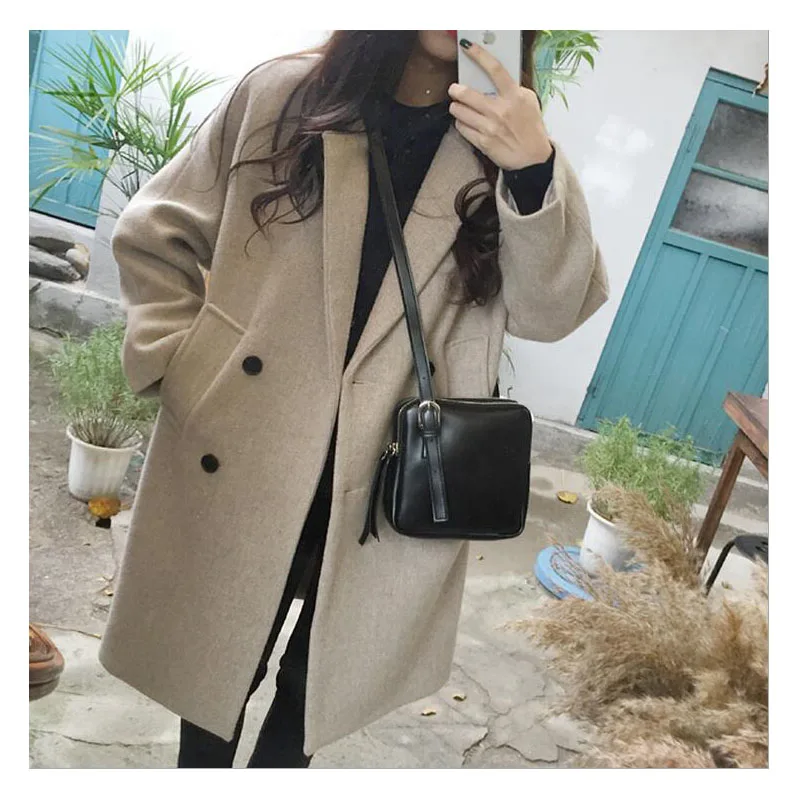 Новое тонкое шерстяное пальто женская верхняя одежда с длинным рукавом и