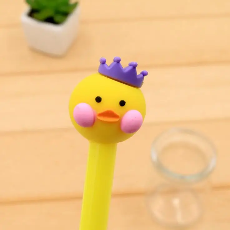 4 шт./лот 0 5 мм Kawaii мультяшная желтая утка черные чернила гелевая ручка набор