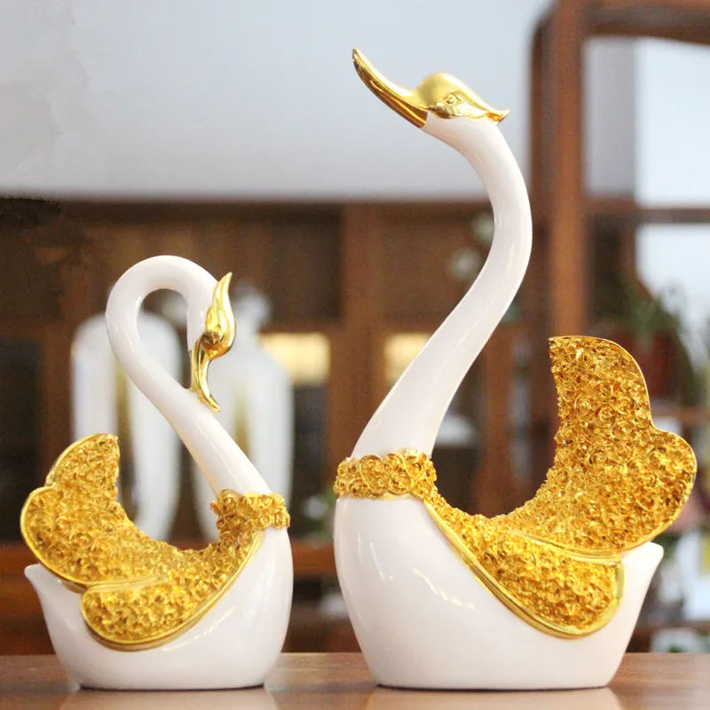 

2017 New 3D Swan Simulation Animal Resin Crafts Wedding gifts Home Decoration Accessories Living room Bedroom desktop decoration
