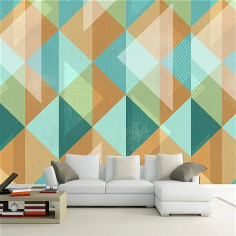 

3D Living Room Wall Stickers Color Geometric Photo Mural Modern Art Wallpapers Overlapping Pattern Wall Papers for Bedroom