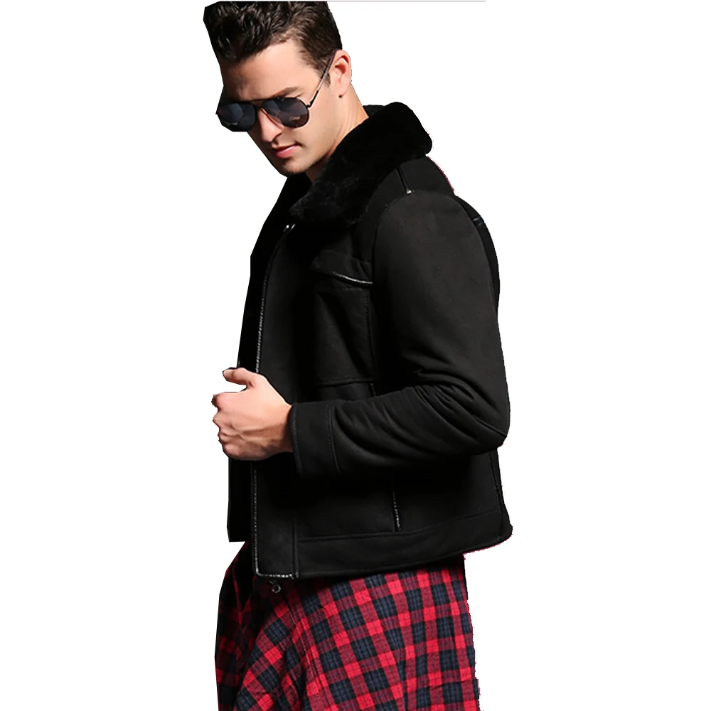 Мужская качественная шуба из натуральной овечьей кожи мужская деловая красная