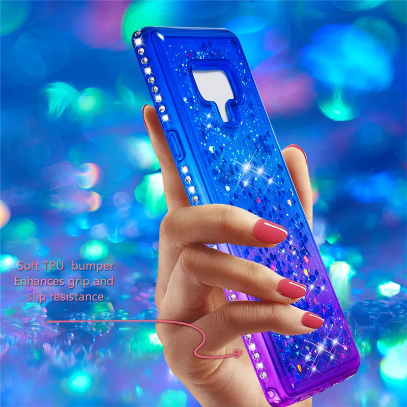 Luxury Glitter Liquid Case For Samsung Galaxy Note 9 S9 S8 A6 Plus J3 J5 J7 2018 2017 US Bling Anti Knock Quicksand Back Cover |