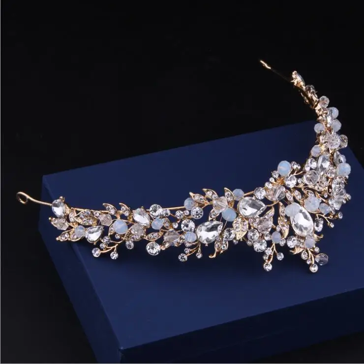 Crystal Pearl Tiara Do Casamento Coroa de Strass tiaras Cabelo Joias Nupcial Acessorios Para o Ouro Pedaco Cabeca | Украшения и