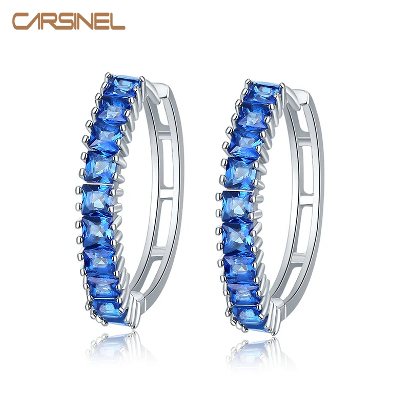 Женские серьги кольца CARSINEL 7 цветов обруч с камнем из фианита класса ААА