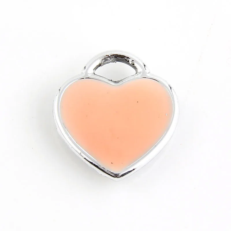 10 шт. подвески в форме сердца с эмалью серебристые бусины из сплава покрытием