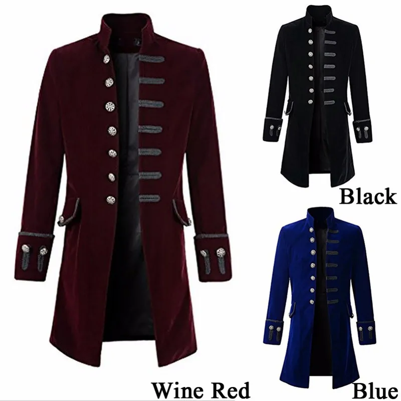 Мужское пальто в стиле стимпанк длинное готическом с длинным рукавом на весну и