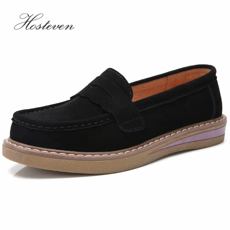 Hosteven/Женская обувь кроссовки повседневные женские лоферы из натуральной кожи