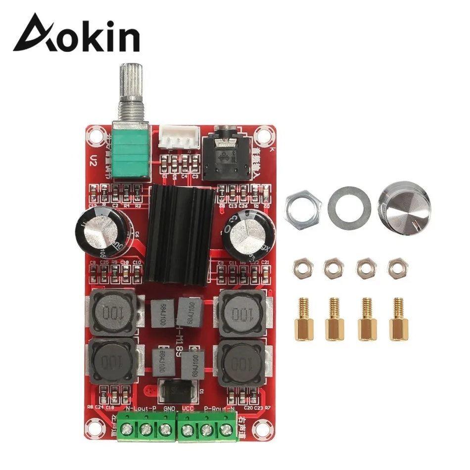 

Aokin XH-M189 TPA3116 D2 2x50 Вт двухканальный стерео цифровой усилитель мощности, плата постоянного тока 24 В, Стандартная плата модуля усилителя