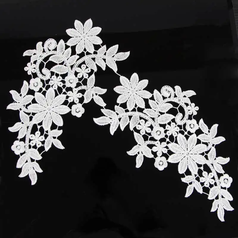 1 пара белая Цветочная кружевная отделка высокое качество свадебная ткань для