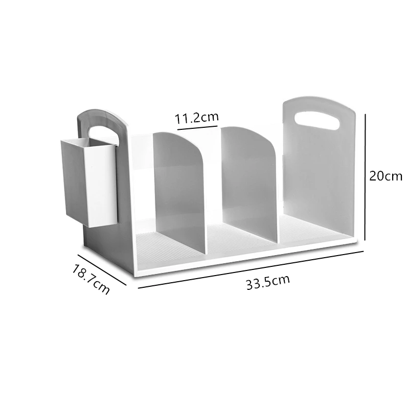 

Desktop Book Storage Rack Organizer Bookshelf with Pen Holder Study File Plastic Frame Office Supplies Stationery Accessories