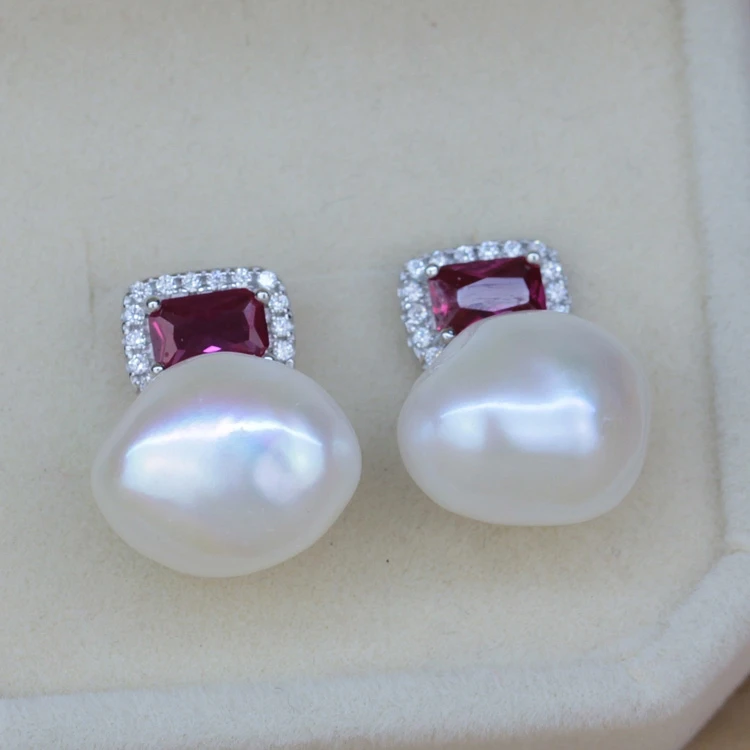 Женские Подарочные серьги гвоздики с натуральным жемчугом в особой форме 925