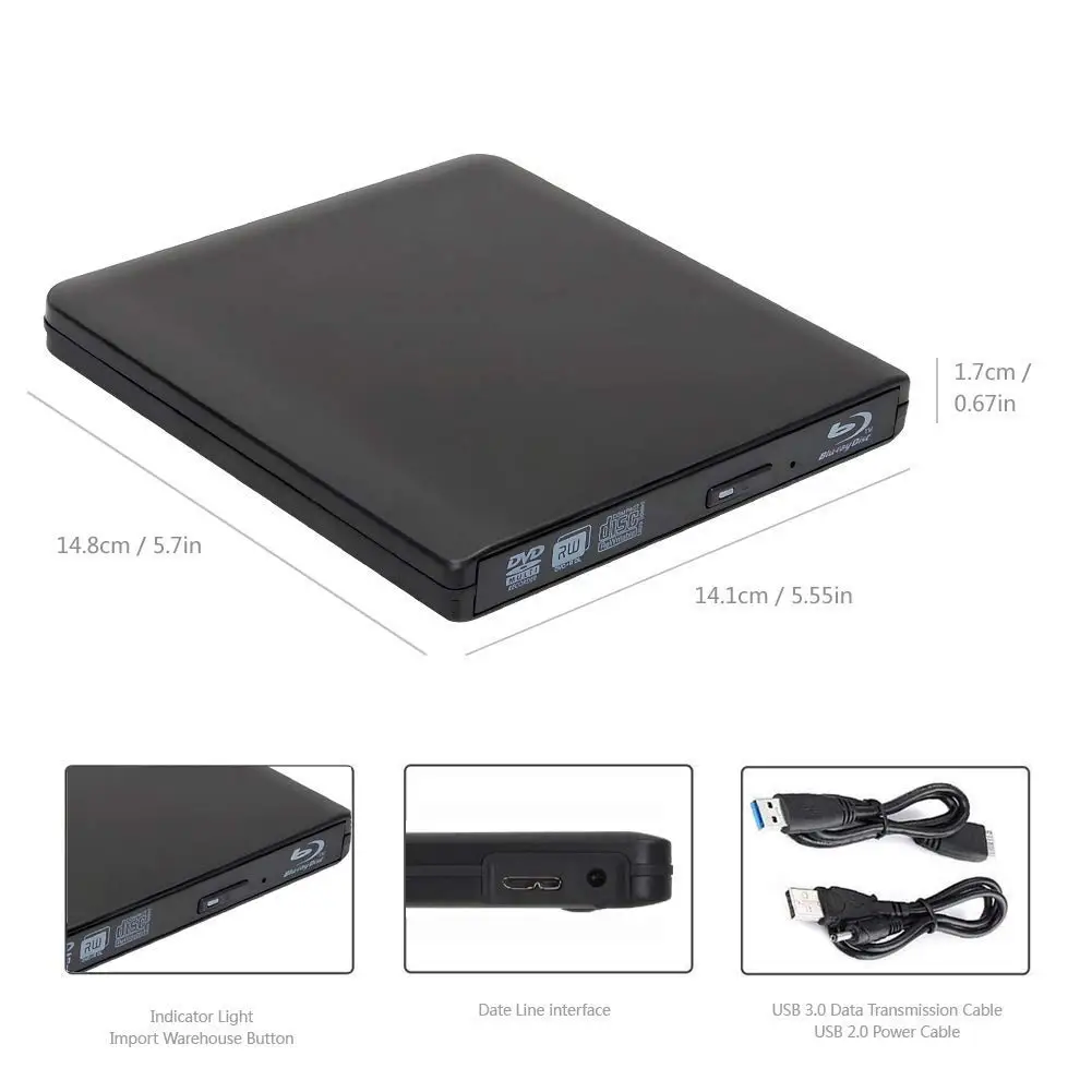 Blu Ray USB 3 0 внешний DVD CD Привод портативный CD/DVD RW писатель плеер для ноутбука