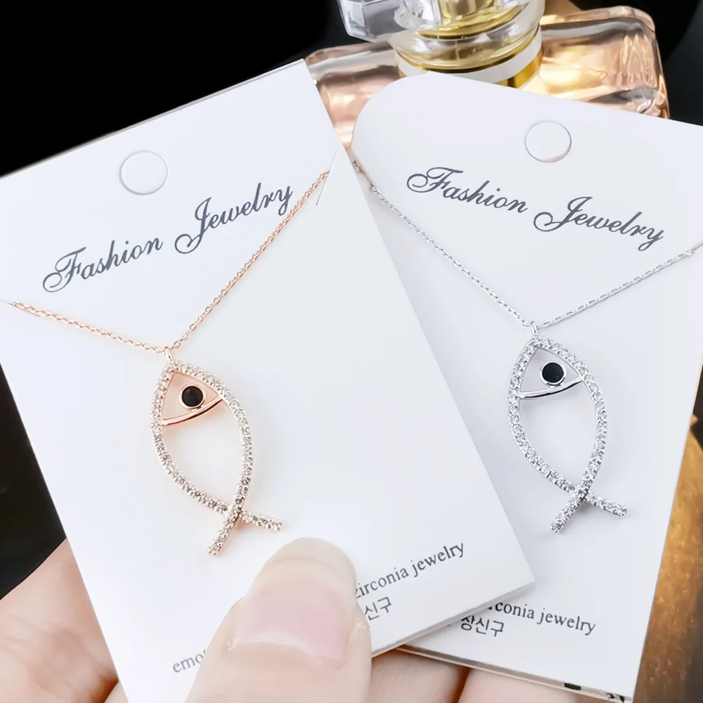 Ожерелье с кулоном YUN RUO простой изящный кубический циркониевый камень рыбка