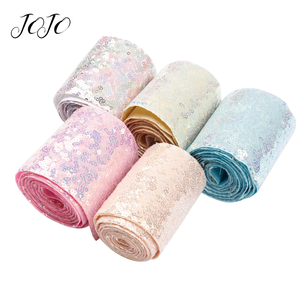 

JOJO BOWS 75mm 2y Sequin Ribbon For Craft Candy Color Webbing For Needlework Home Textile Materials DIY Hairbow Party Home Decor