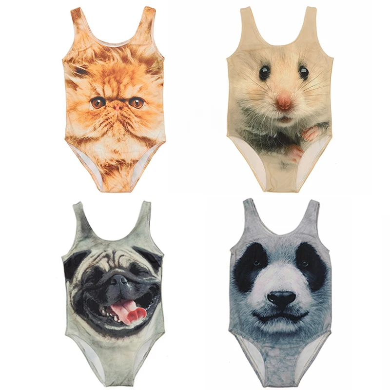 

3D Animal Cat/Dog Swimsuit For Baby Girls One piece Kids Boys Swimwear 3-10 Years Infant Toddler Girls Swimming Bathing Suit