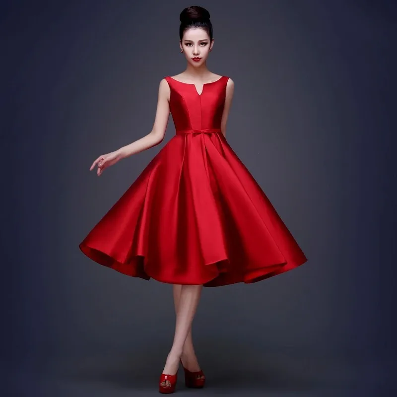 SSYFashion вечернее платье роскошное атласное А-силуэт размера плюс вечерние платья Robe De Soiree элегантные вечерние платья для выпускного вечера - Цвет: Красный
