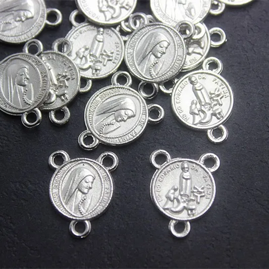 

Bulk lot 100pcs metal catholic maria centerpiece 14*17mm for DIY making rosary jewelry accessory,CP011