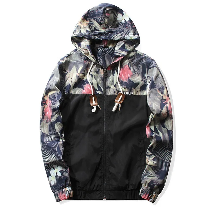 Мужской кардиган с цветочным принтом черный синий серый белый зеленый|jacket coat