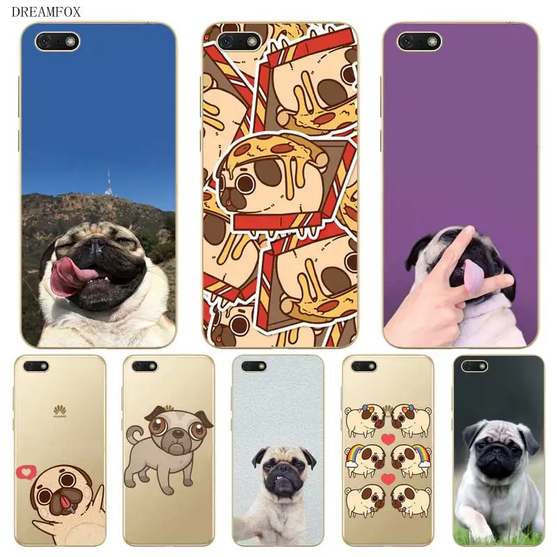 N310 Dog Cute Pug Soft TPU Silicone Case Cover For Huawei Honor 6A 6C 6X 7A 7C 7S 7X 8 Lite Pro |