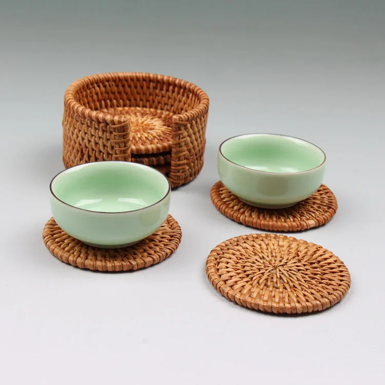 Вьетнамские старые подставки из ротанга набор для горшка коврик стола 7 размеров