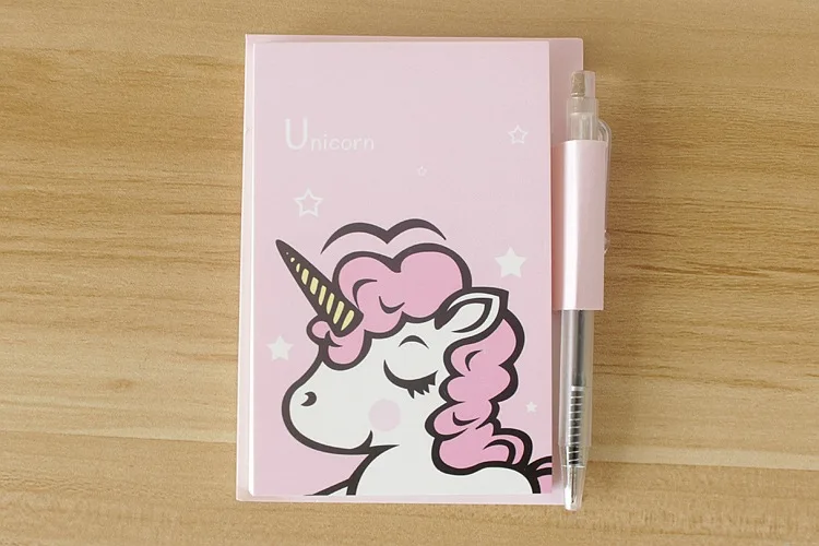 Милый мультяшный единорог с ручкой блокнот для заметок Kawaii Липкие заметки для детей подарок блокнот школьный блокнот офисные канцелярские закладки