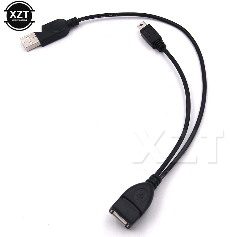 Оригинальный кабель питания Mini B USB 30 см с разъемом папа на мама OTG + сплиттер для MP3