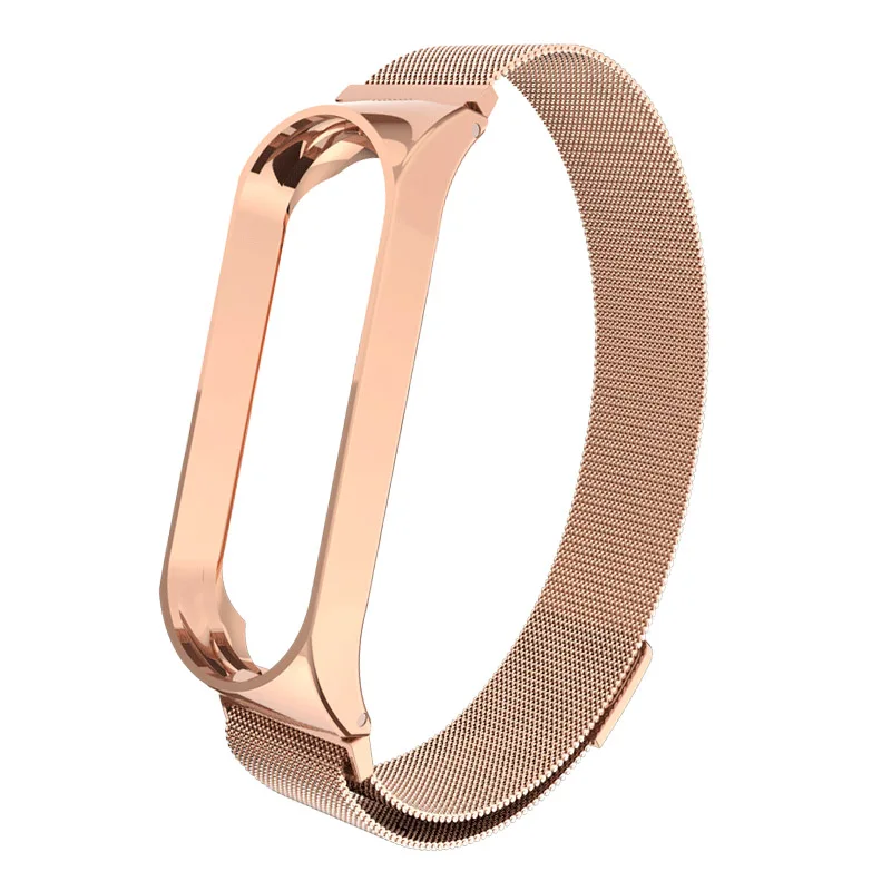 Rose gold Mi lanese магнитный ремешок для Xiaomi mi, 3 ремешка, спортивные часы из нержавеющей стали, сменный металлический браслет - Цвет: Rose gold