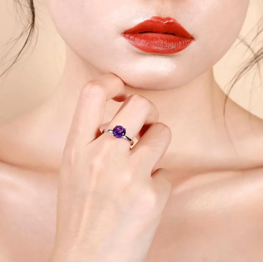 Драгоценный камень балет 2.04Ct натуральное Помолвочное кольцо с аметистом