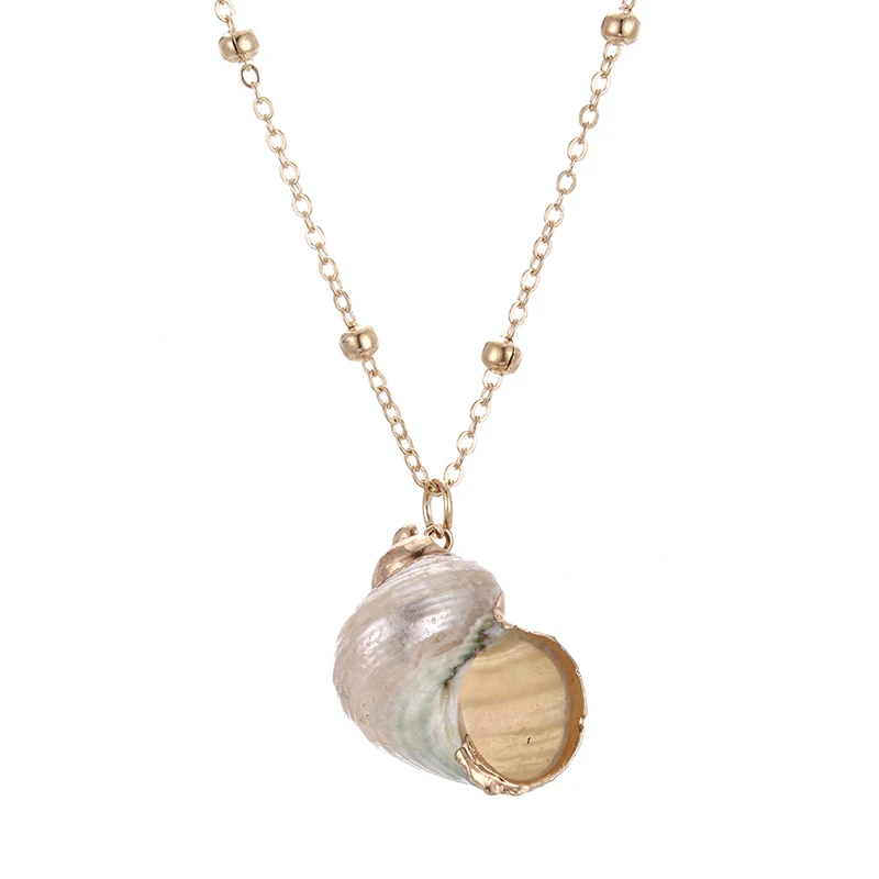 light color Золотое колье Seashell женское ожерелье Бохо раковины аксессуары для девушки ожерелье s подарок натуральный корпус ювелирные изделия 1 шт Прямая поставка - Окраска металла: light color