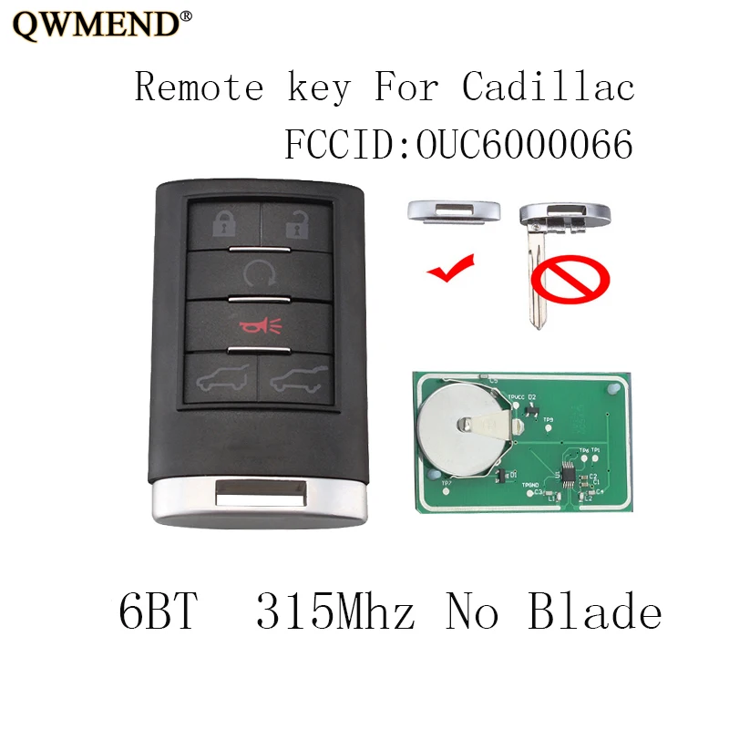 QWMEND 2 шт./лот 6 кнопок дистанционного запуска ключа без для Cadillac Escalade ESV EXT 2007-2014