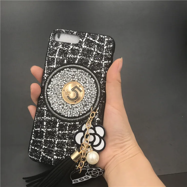 Роскошные Жемчужные Цепочки с сияющими блестками Дело Капа для iphone XS Max XR X 8 7 плюс