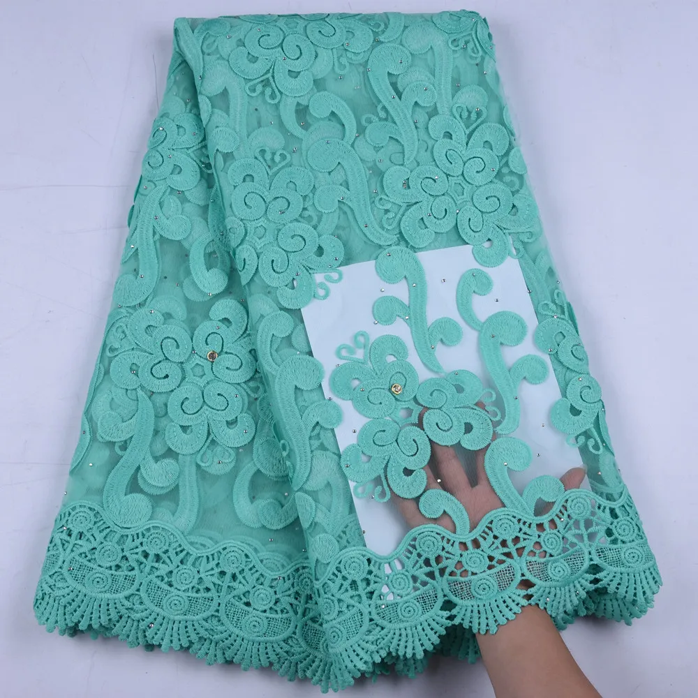 

Green Milk Silk Lace Fabric Bridal Materials African Lace Fabric Latest 2019 French Nigerian Voile Lace Fabric With Stones 1670