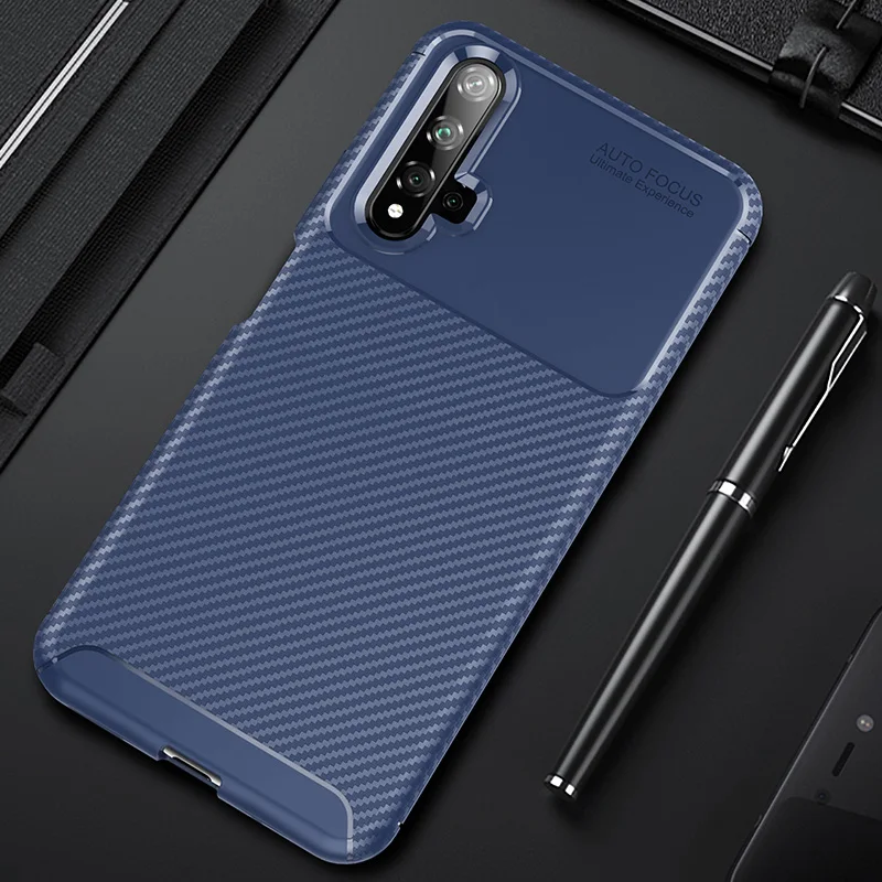 Blue Для huawei Honor 20 чехол из углеродного волокна Полная защита Мягкая силиконовая задняя накладка из ТПУ чехол для Honor 20 Pro Honor 20s Honor 20 Lite чехол - Цвет: Blue