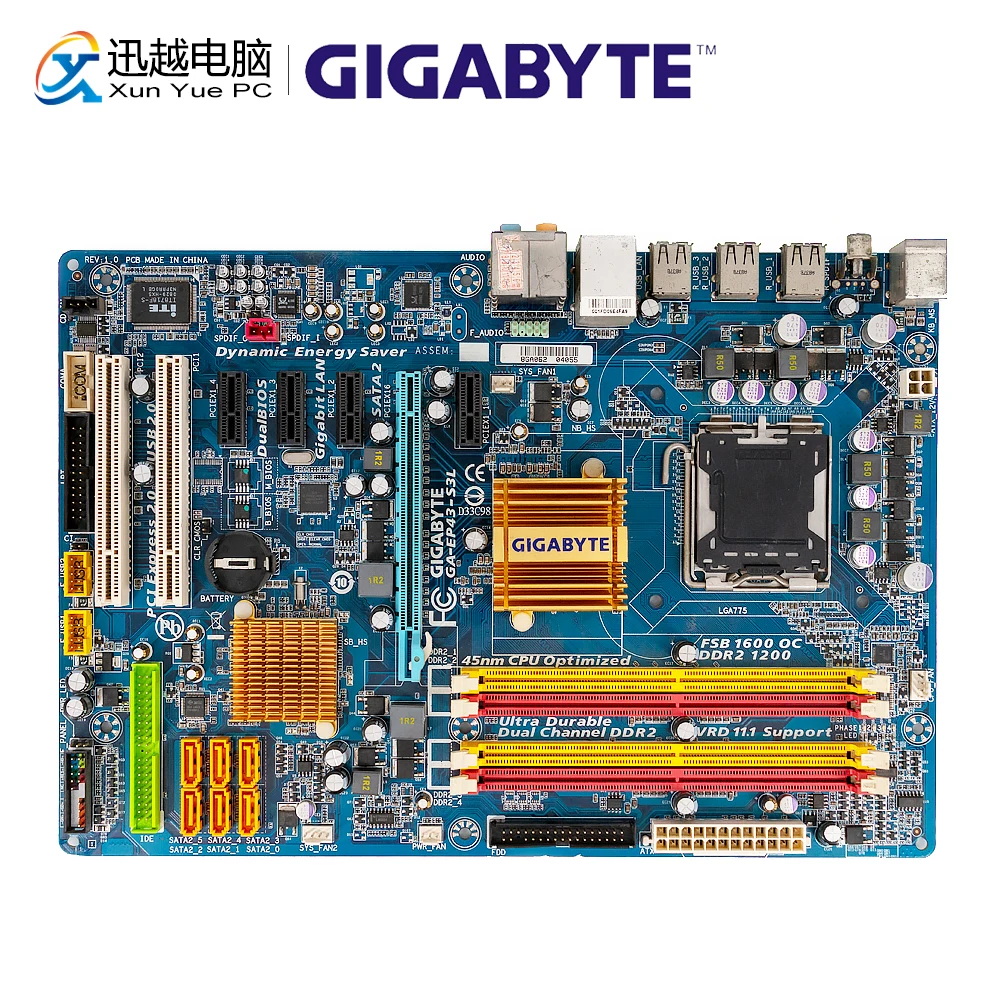 Gigabyte GA EP43 S3L настольная материнская плата P43 LGA 775 для Core 2 DDR2 16G SATA2 USB2.0 ATX