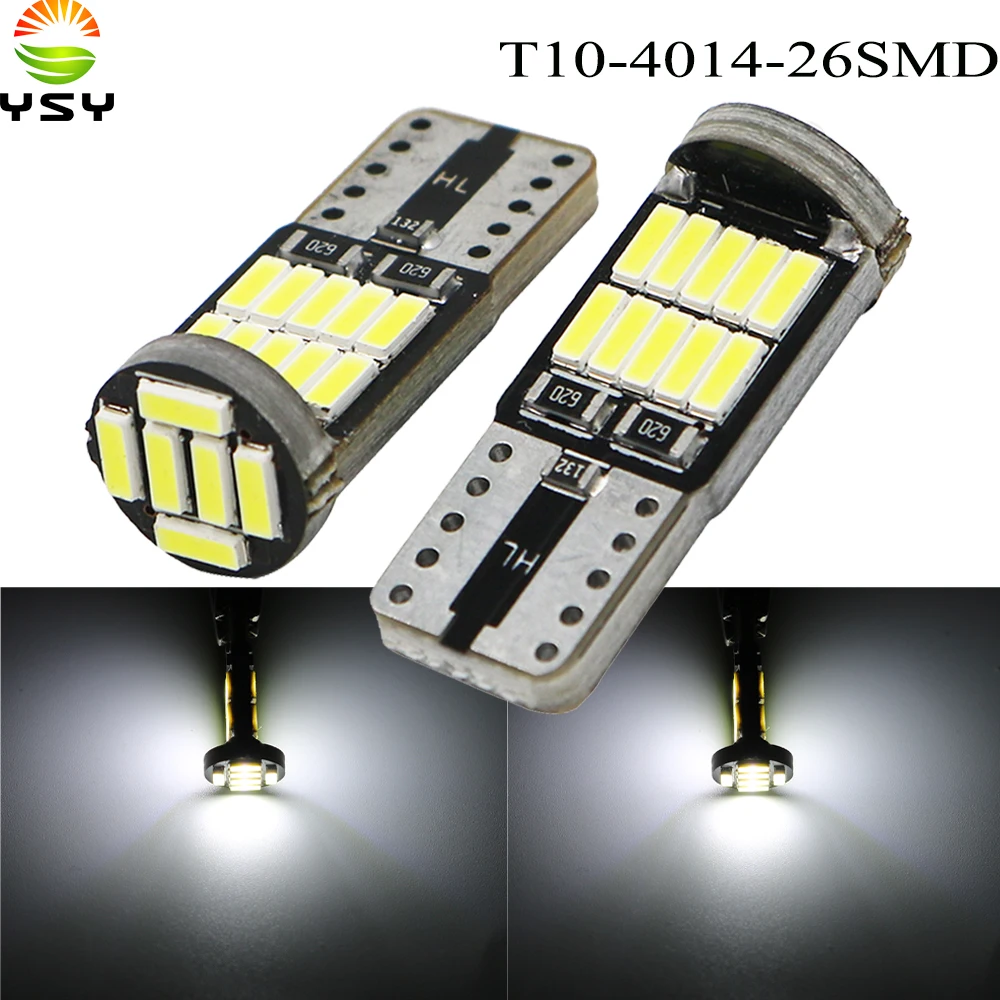 YSY 100x t10 w5w светодиодный Белый 26SMD 4014 лампы 194 168 501 Светодиодная лампа авто
