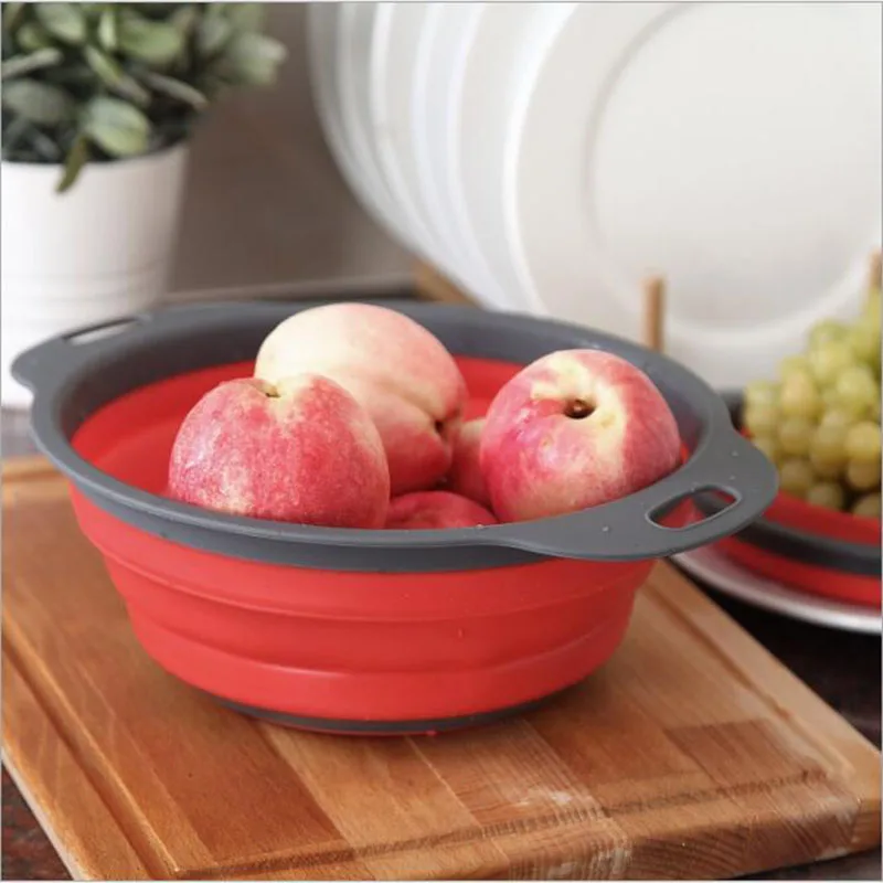 2 шт./компл. складной силиконовый дуршлаг корзина для мытья овощей и фруктов