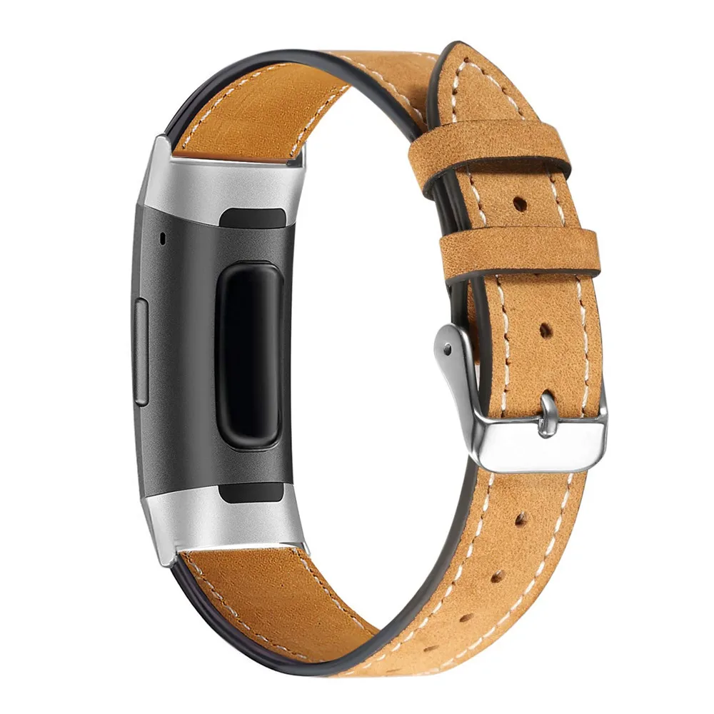 Ремешок для часов из натуральной кожи сменный Браслет умных Fitbit Charge 3
