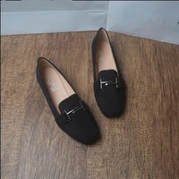 fashion women loafers shoes black square head single shoes female flat bottom with small size 31 32 33 large size 41 43 44