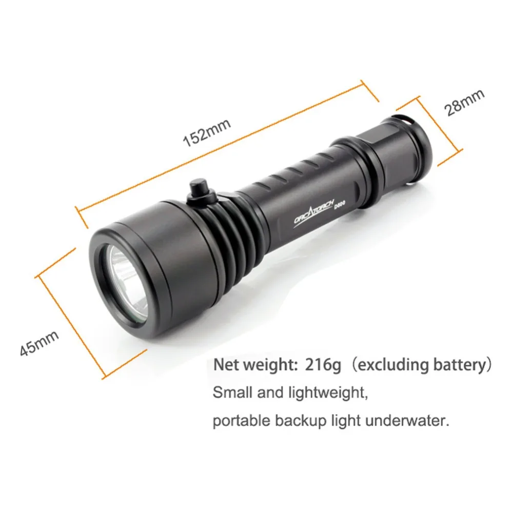 ORCATORCH D500 светодиодный фонарь для дайвинга CREE XML2 U4 портативный фонарик лучший
